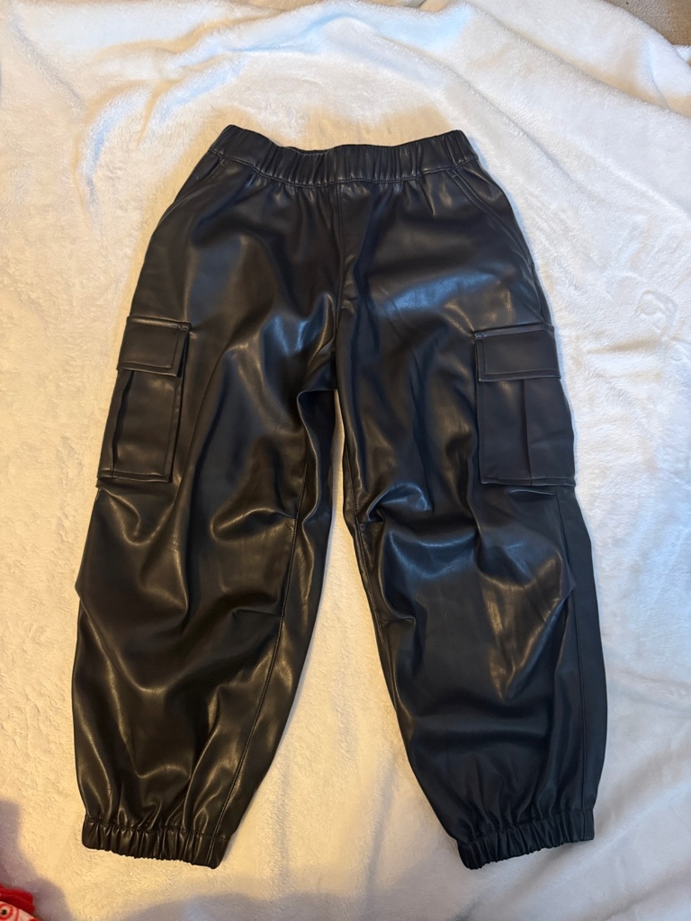 GAP Black Faux Leather Cargo Joggers - Kids